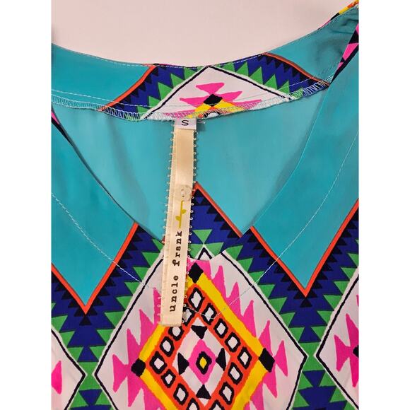 Uncle frank small S Easter egg bright stripes short sleeve midi shift dress - Picture 4 of 7